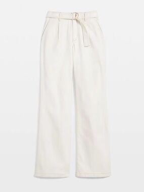 WHBM NEW Pret High Rise Belted Wide Leg Trouser Jeans Natural Womens 4 Summer